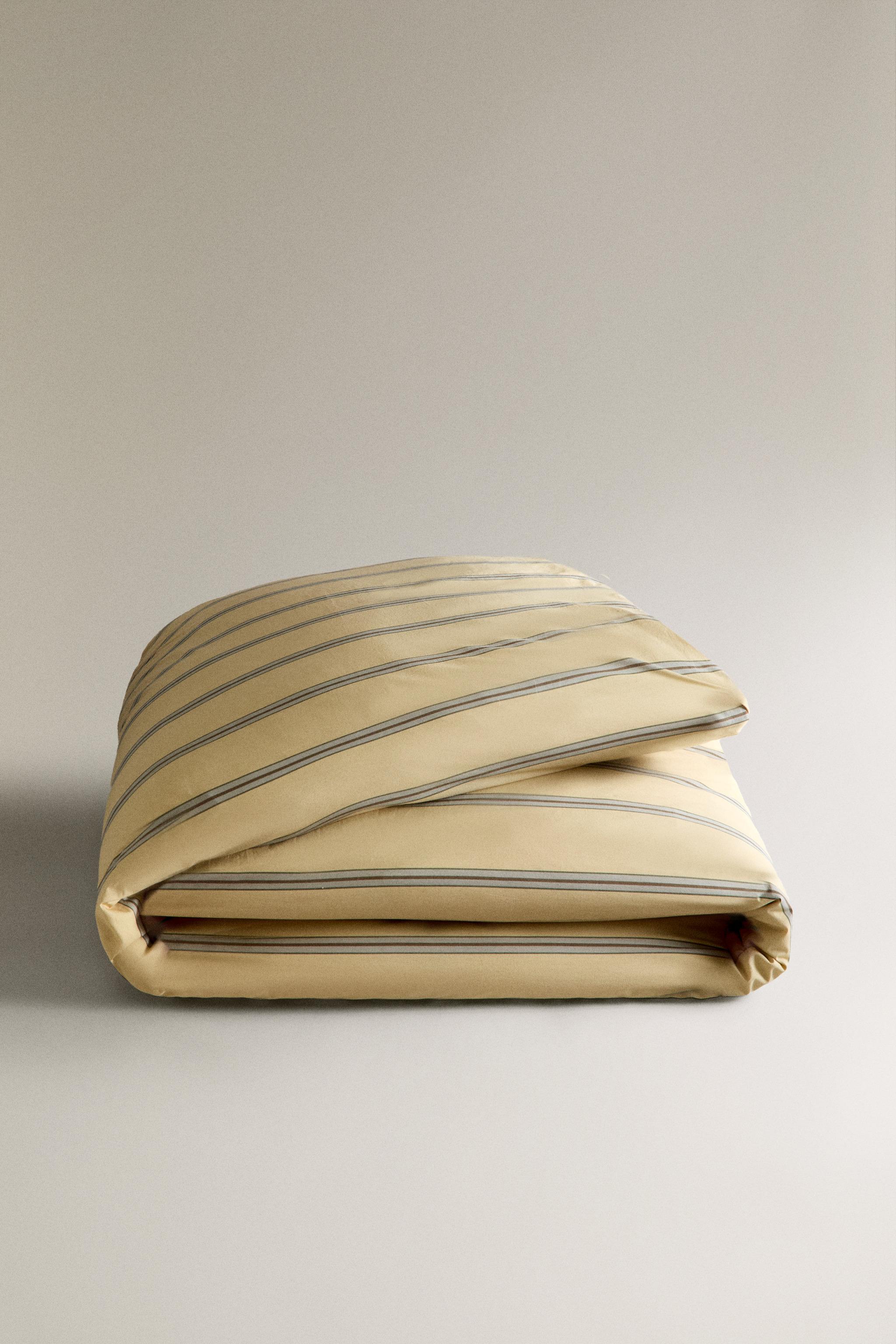 HOUSSE DE COUETTE PERCALE COTON À RAYURES (300 FILS)
